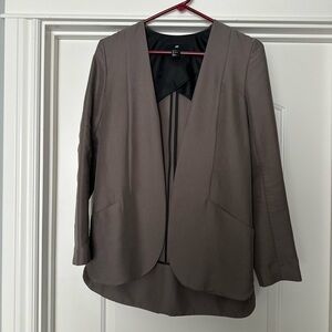H&M Taupe Brown Blazer Relaxed Fit Open Front